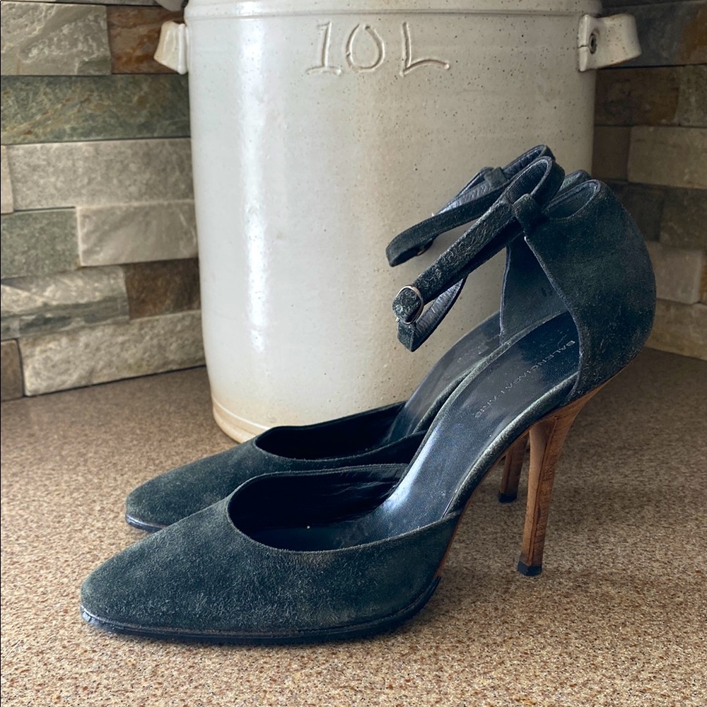 BALENCIAGA Suede Ankle Strap Heels